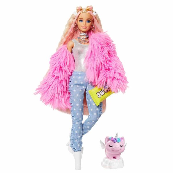 Barbie Extra Pembe Ceketli Bebek GRN28